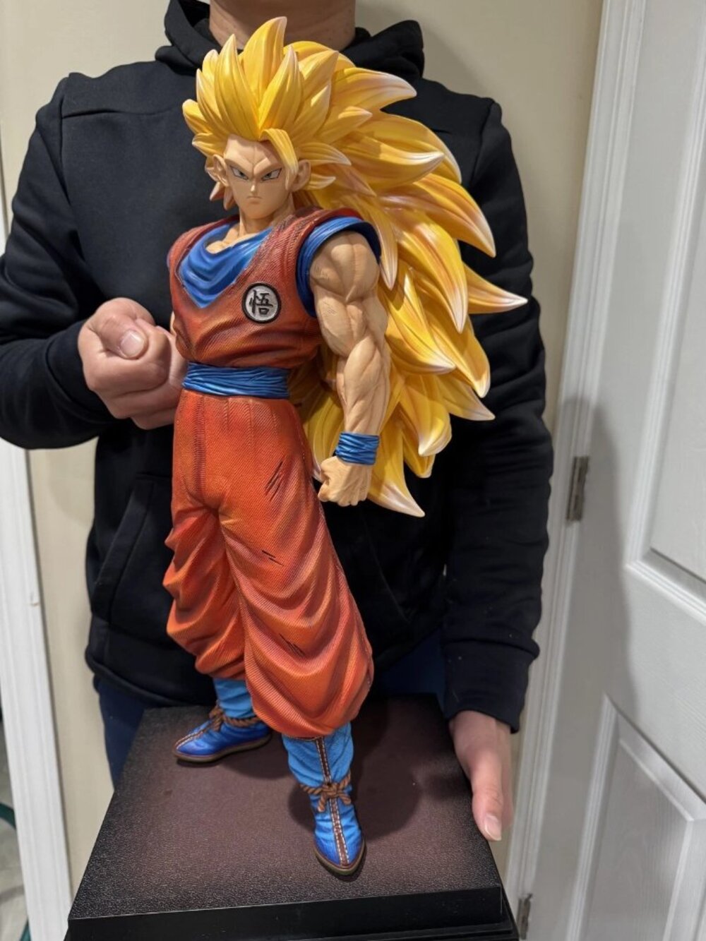 Large Anime Dragon Ball Son Goku Figure Statue Super Saiyan 3 Yellow Hair Gift